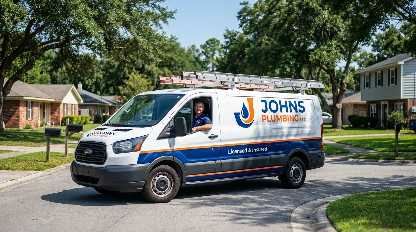 Johns Plumbing LLC service van in Knoxville, GA