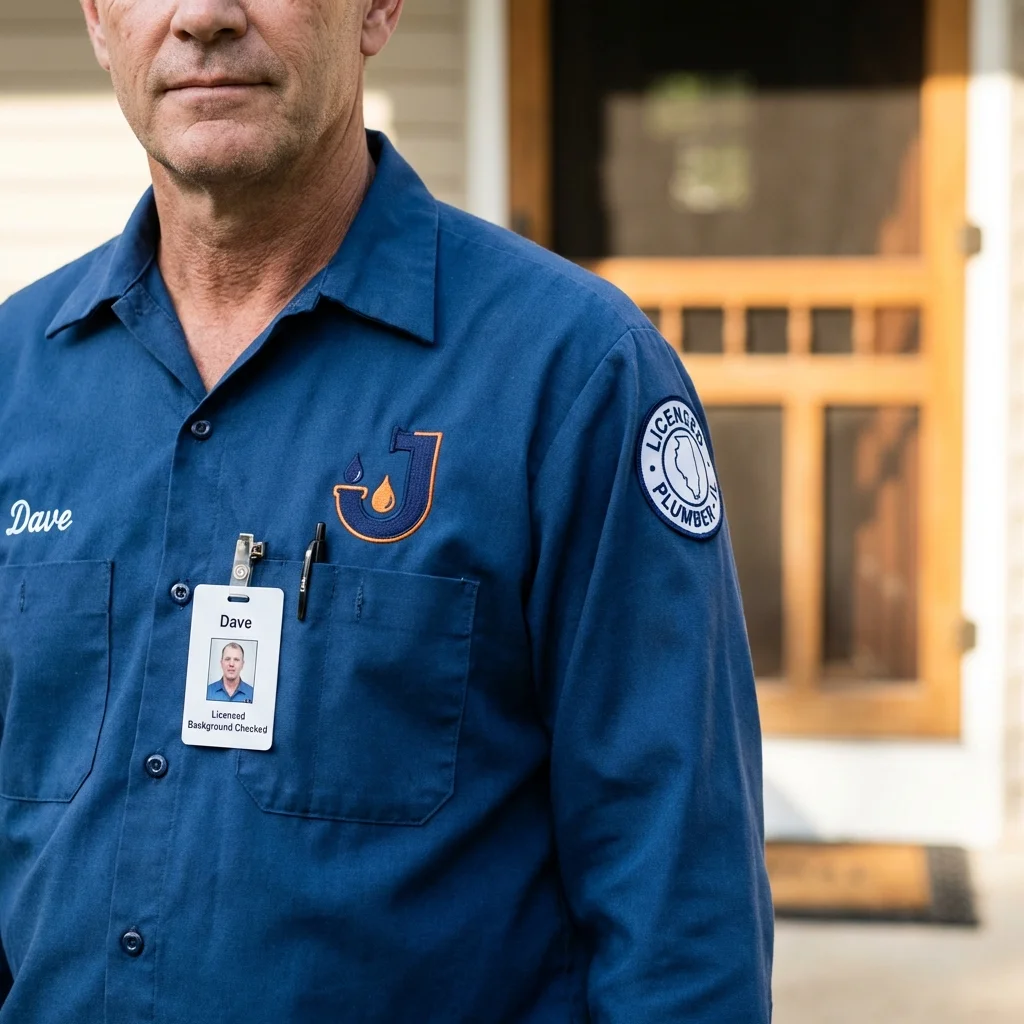 Licensed plumber showing ID badge in Knoxville, GA